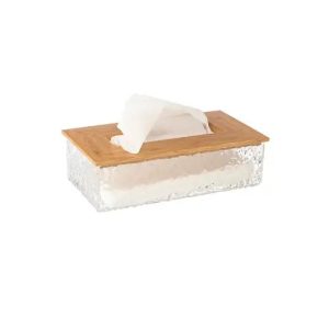 plexy tissue boxes with wooden cover 22*12cm