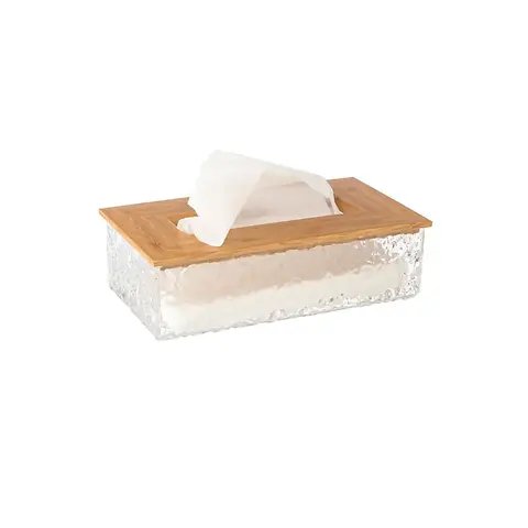 plexy tissue boxes with wooden cover 22*12cm