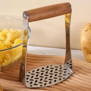 Potato Masher Heavy Duty Premium Stainless Steel Masher for KitchenSmooth Mash for Potatoes, Pumpkins, Carrots, Ergonomic Handle & Rust-Resistant for Home Cooking & Baking
