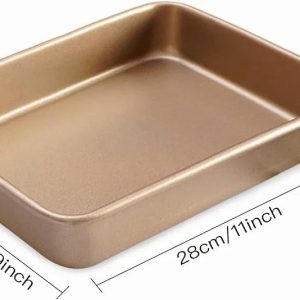 Baking Trays,gold  Non-Stick Deep Baking Pan, Cookie Pan, Brownie Pan, Cake Pan, Bread Pan, Toaster Oven Tray, Baking Utensils