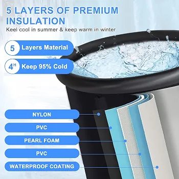Ice Bath for Athletes, 85 Gallon Capacity, Portable, Multi-Layer, with Cover for Cold Water Recovery and Therapy, Inflatable Ice Barrel for Family Gardens, Indoor and Outdoor Gyms - Image 4