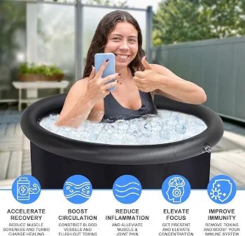 Ice Bath for Athletes, 85 Gallon Capacity, Portable, Multi-Layer, with Cover for Cold Water Recovery and Therapy, Inflatable Ice Barrel for Family Gardens, Indoor and Outdoor Gyms - Image 3