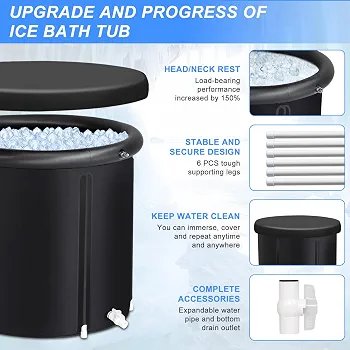 Ice Bath for Athletes, 85 Gallon Capacity, Portable, Multi-Layer, with Cover for Cold Water Recovery and Therapy, Inflatable Ice Barrel for Family Gardens, Indoor and Outdoor Gyms - Image 5