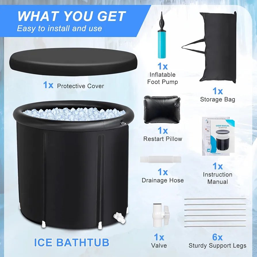 Ice Bath for Athletes, 85 Gallon Capacity, Portable, Multi-Layer, with Cover for Cold Water Recovery and Therapy, Inflatable Ice Barrel for Family Gardens, Indoor and Outdoor Gyms - Image 6