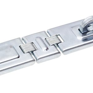 Heavy Duty Concealed Safety Hasp, Flexible Link, with Hardened Staple, 7-1/2" Double Flexible, Zinc Plated, 1 Pack, Made