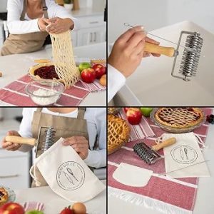 Stainless steel mesh pastry cutter with brush and bag. Pastry wheel, pie crust cutter, pastry cutter, beef wellington cutter. Mesh dough cutter for