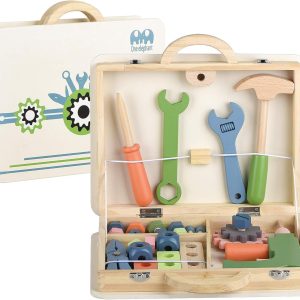 Wooden Tool Toy Toolbox Toddler Educational Construction Kids Toys Play Accessories Set Creative Gift for 3 Year Olds and Up Boys
