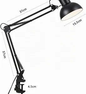 E27 LED Retro Desk Lamp Reading Lamp, Bedside Table Lamp Metal Work with Articulated Arm, E27 Adjustable Arm Reading Lamp Eye Protection for Reading Bedroom Study (Black