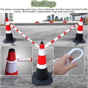 Safety Bars for Traffic Cones Outdoor, Reflective Traffics Cone Connecting Rod, 6/8/9/12 Pack Portable Interlocking Road Cones Barriers for Construction Sites 2mB