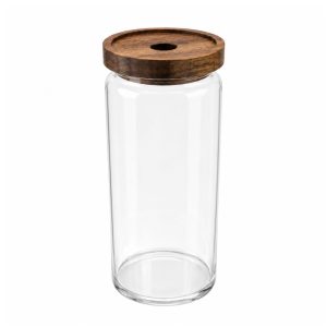 TALL GLASS HONEY JAR SLIM JAR WITH WOODEN LID