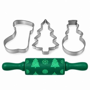 CHRISTMAS BAKING SET ROLLING PIN CUTTER SET