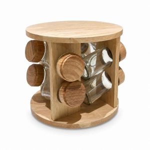 ROTATING SPICE RACK EIGHT GLASS SPICE JARS