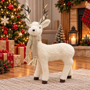 CHRISTMAS PLUSH REINDEER DECORATIVE REINDEER WITH SCARF