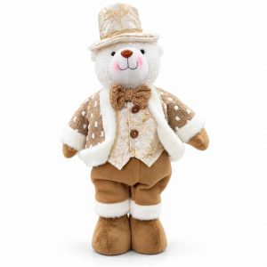 XMAS PLUSH BEAR Standing Bear With Gold Hat