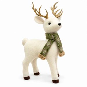 CHRISTMAS DEER Plush Deer With Green Scarf
