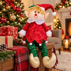 CHRISTMAS ELF DOLL DECORATIVE PLUSH ELF WITH HAT