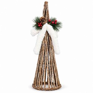 CHRISTMAS TWIG TREE Decorative Tree With White Bow