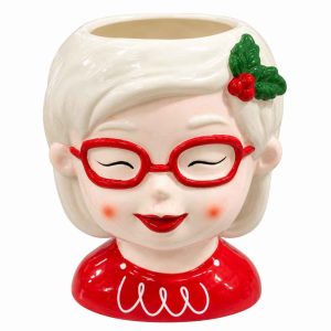 FUNNY LADY POT CHRISTMAS LADY DECORATIVE PLANTER 21cm ceramic