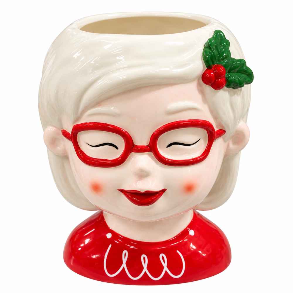 FUNNY LADY POT CHRISTMAS LADY DECORATIVE PLANTER 21cm ceramic