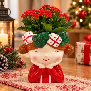 FUNNY ANGEL POT CHRISTMAS GIRL DECORATIVE PLANTER 14.5cm