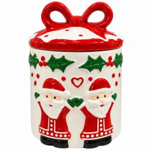 SANTA CERAMIC JAR CHRISTMAS STORAGE JAR WITH LID