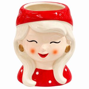 LADY CERAMIC POT FUNNY LADY FACE PLAN 10cm