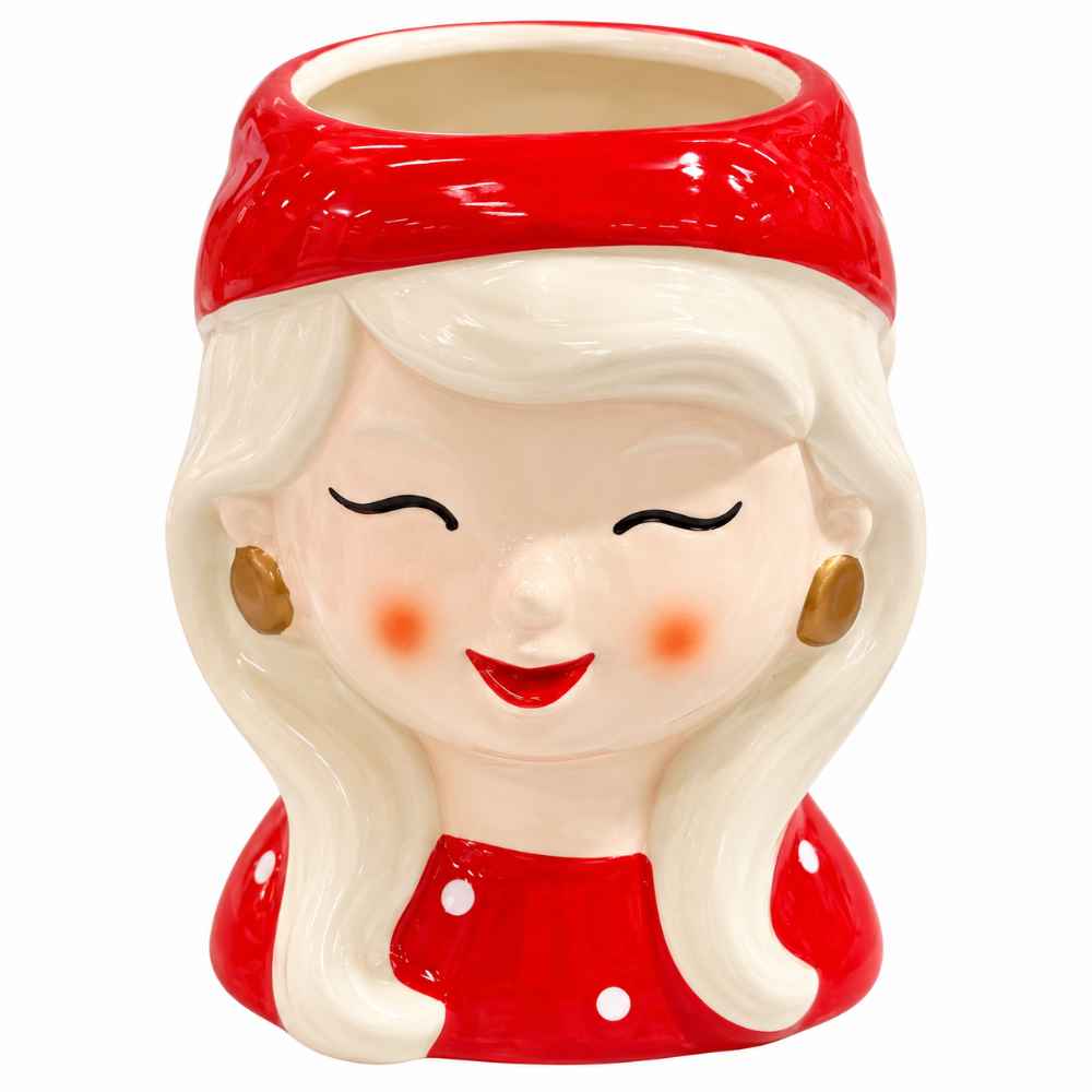 LADY CERAMIC POT FUNNY LADY FACE PLAN 10cm