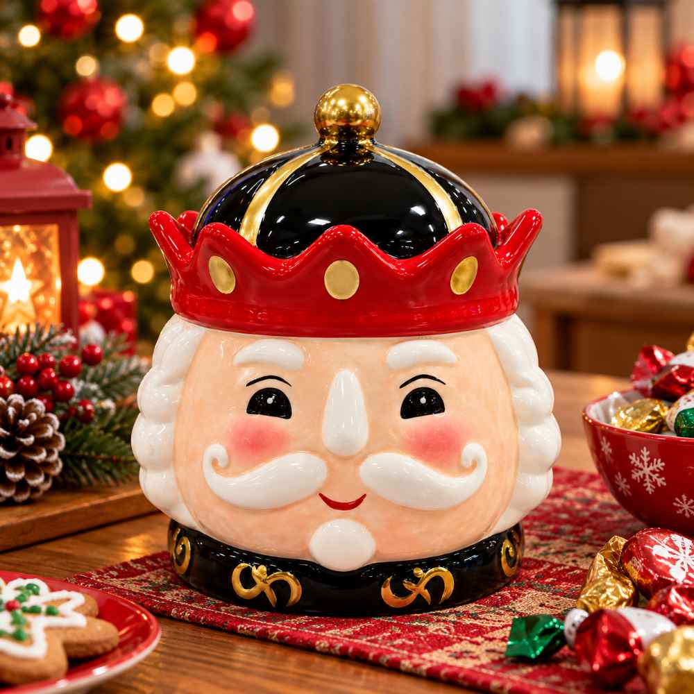 SANTA CANDY JAR DECORATIVE SANTA JAR WITH LID