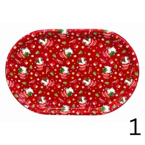 CHRISTMAS OVAL SERVING TRAY Red Christmas Decorative Serving Tray 42*28cm
