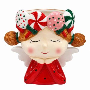 CHRISTMAS ANGEL DECORATION Christmas Girl Candy Hair Figurine 21.5cm