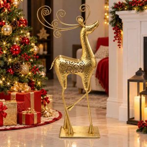 GOLD METAL REINDEER DECORATIVE REINDEER STATUE 115cn