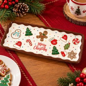 CHRISTMAS PORCELAIN RECTANGULAR PLATE 1 PCS Decorative Christmas Serving Plate