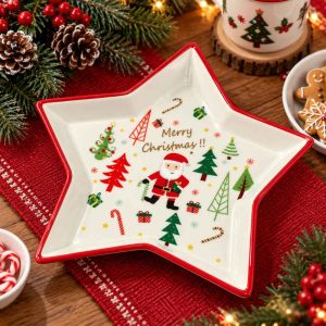 CHRISTMAS PORCELAIN RECTANGULAR PLATE 1 PCS Decorative Christmas Serving Plate