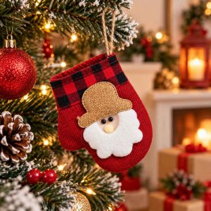 CHRISTMAS SANTA MITTEN HANGING CHRISTMAS TREE ORNAMENT