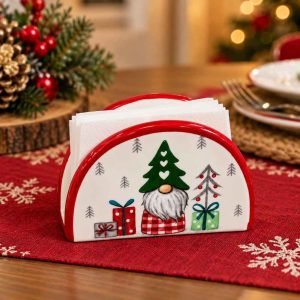 CHRISTMAS NAPKIN HOLDER GNOME DESIGN WITH CHRISTMAS GIFTS
