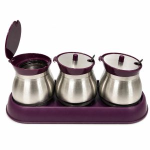 CONDIMENT JAR SET STAINLESS STEEL SPICE CONTAINER SET